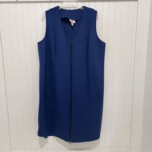 Tamara Malas 14/16 Scuba Blue Sleeveless Zip-Up Dress